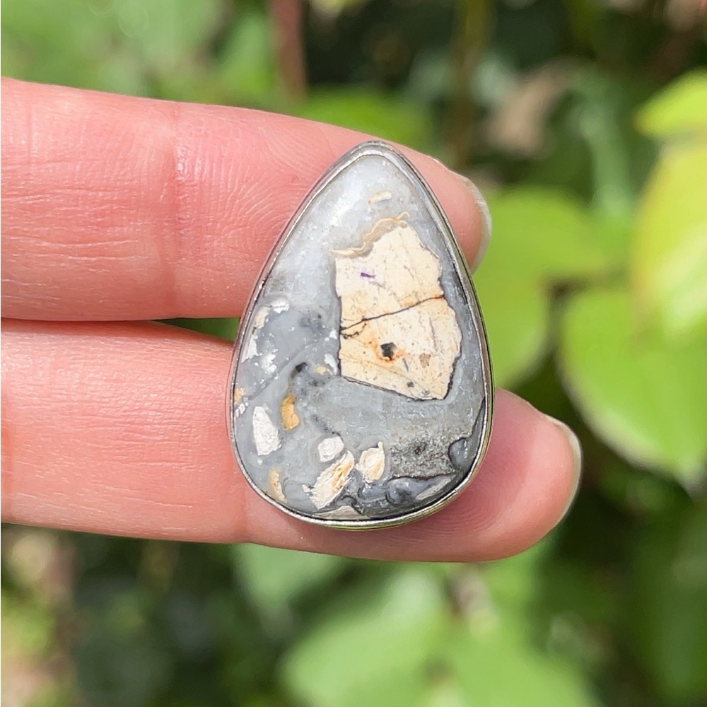 Size 7.5 925‎ silver plated Maligano jasper ring